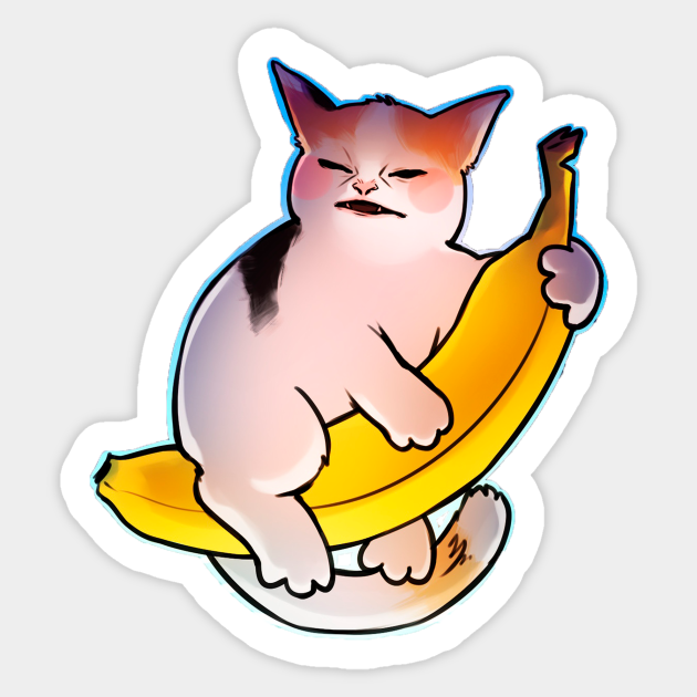 Banana Cat Cat Sticker TeePublic